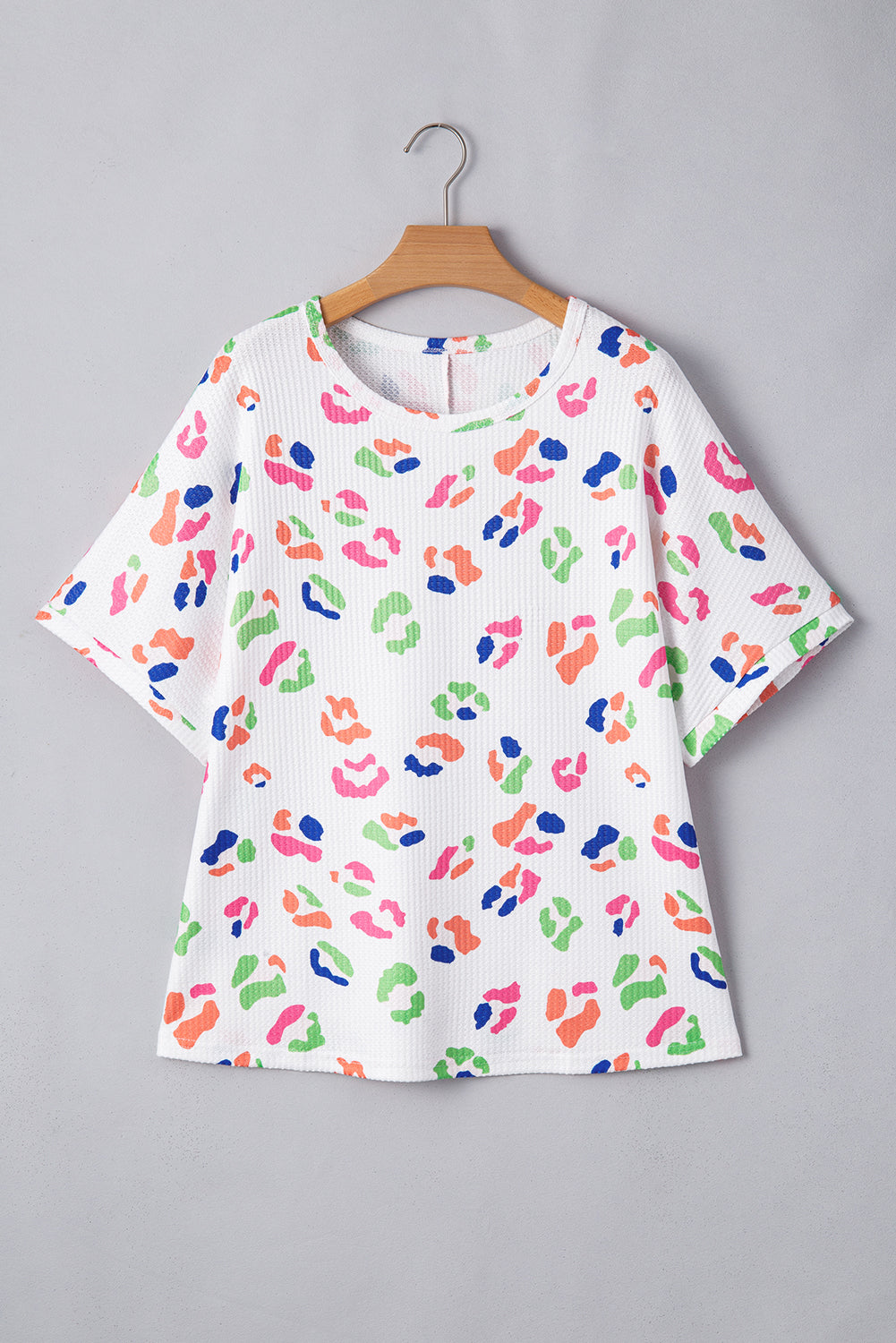 Multicolor Leopard Print Textured Plus Size T Shirt
