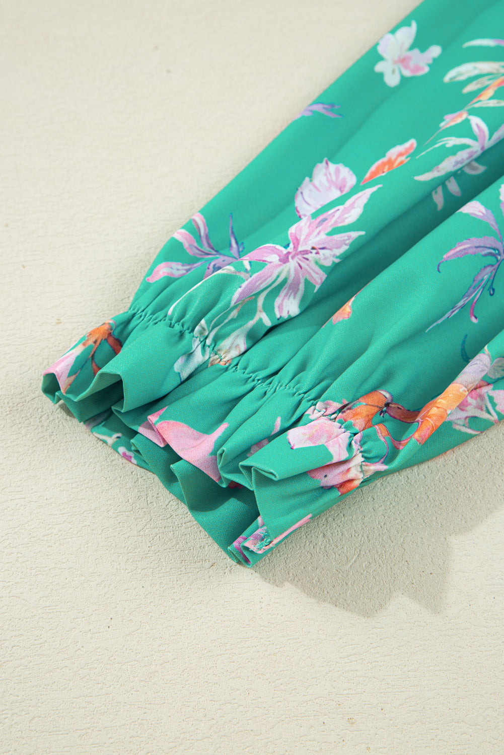 Floral Button Lantern Sleeve Front Shirt
