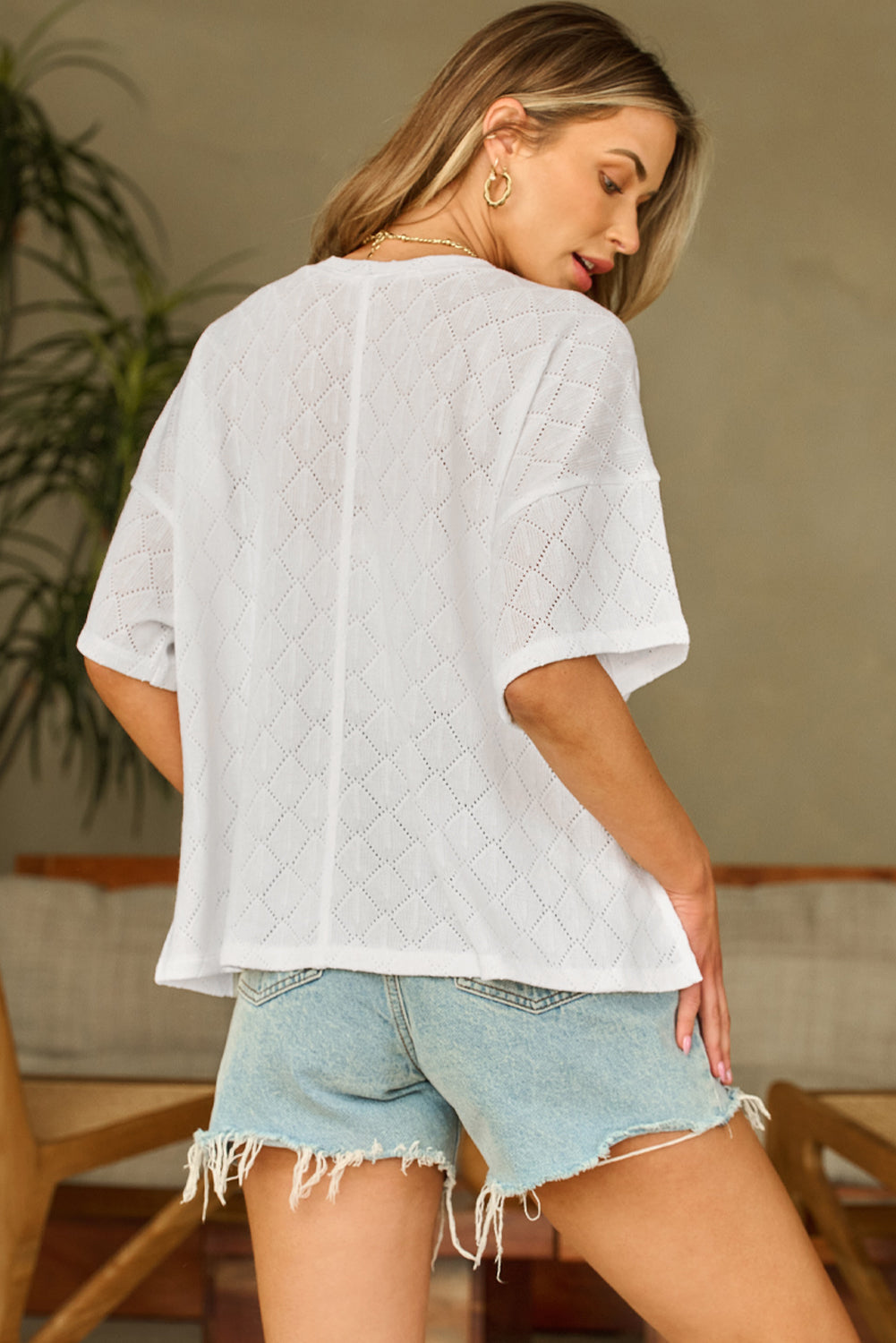 Blouse for Women V Neck Knitted Flowy