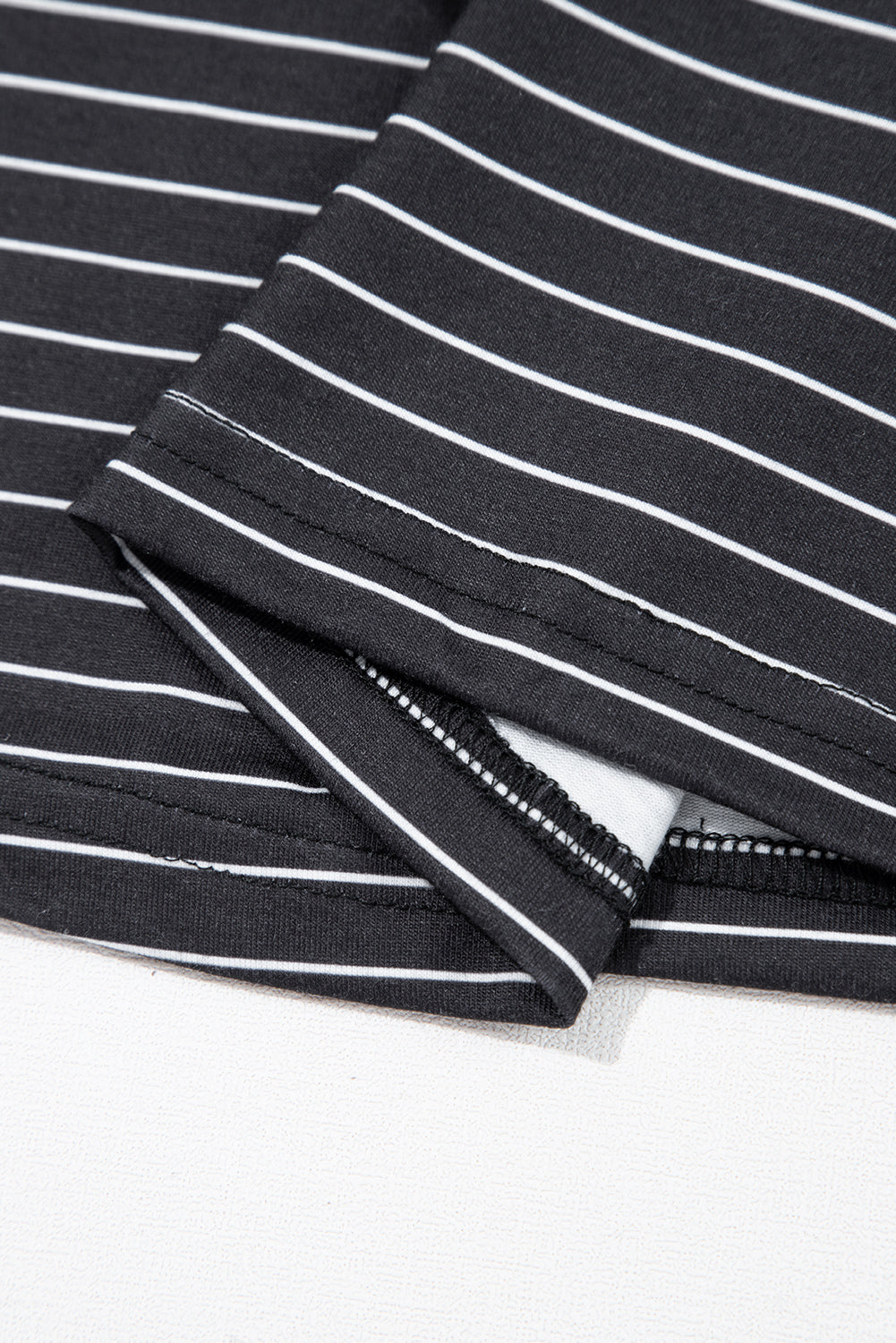 Black Stripe Ruffled Short Sleeve T Shirt Shift Mini Dress