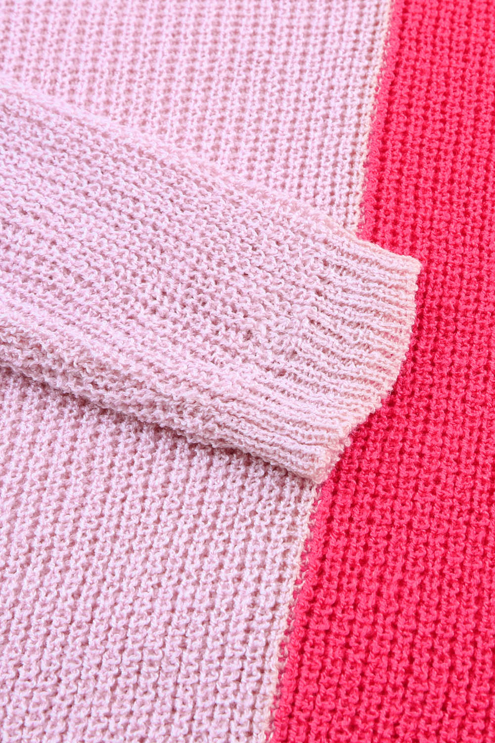 Women's Sweater with V Neck Color-Block Long-Sleeve