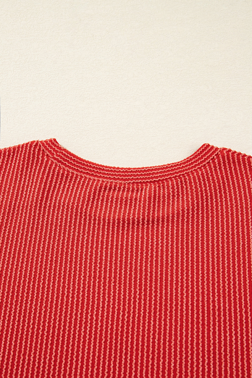 Outlined Twisted Rib Merry Letter Graphic Loose Long-Sleeved Top