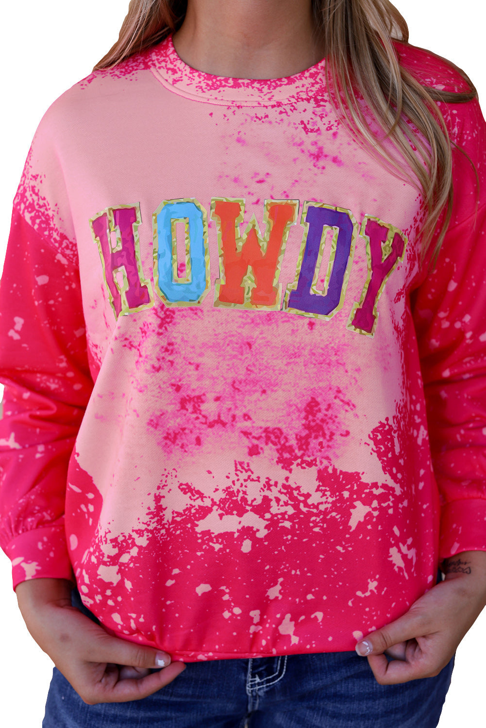 Women's HOWDY Graphic-Print Western Tie Dye Sweatshirt
