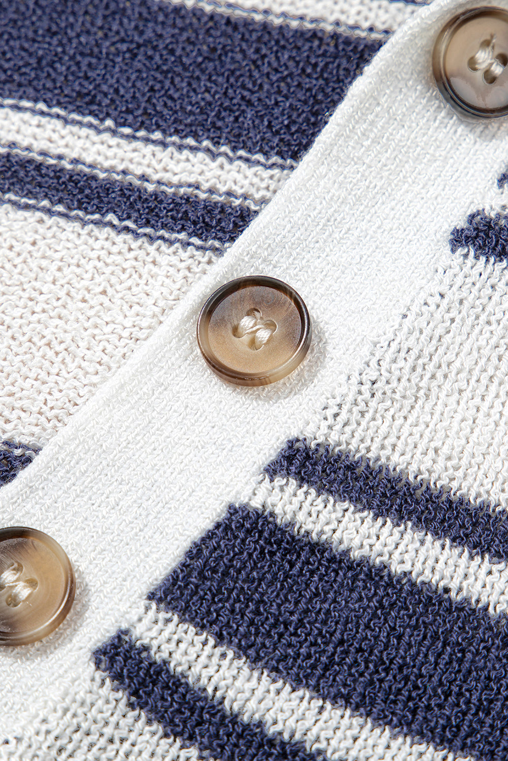 Stripe Collared Button V Neck Knitted T Shirt