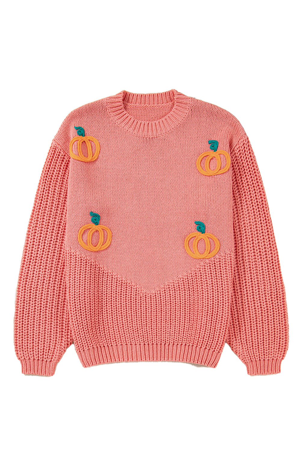 Pumpkin Embroidered Thanksgiving Holiday Knit Top