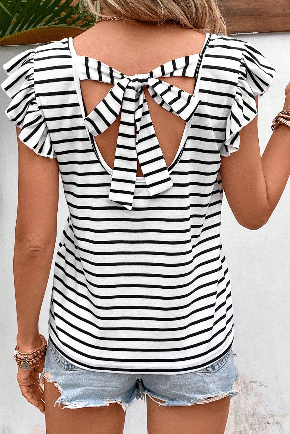 Women's Hollowed Butterfly Sleeve T Shirt