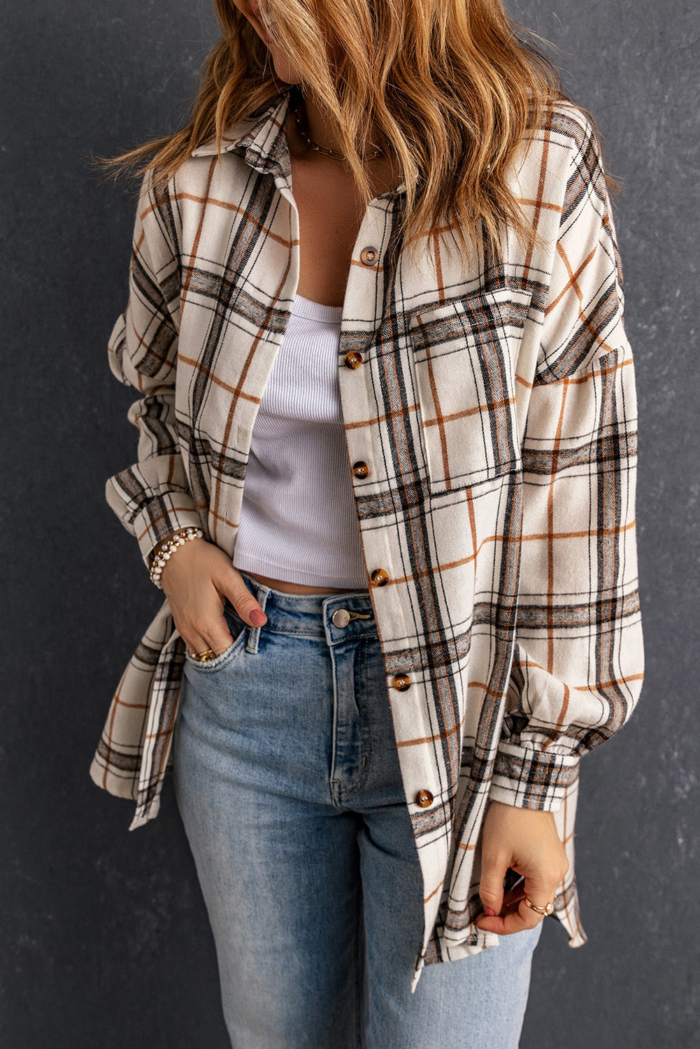 Women's Oversized Plaid Pattern Shacket