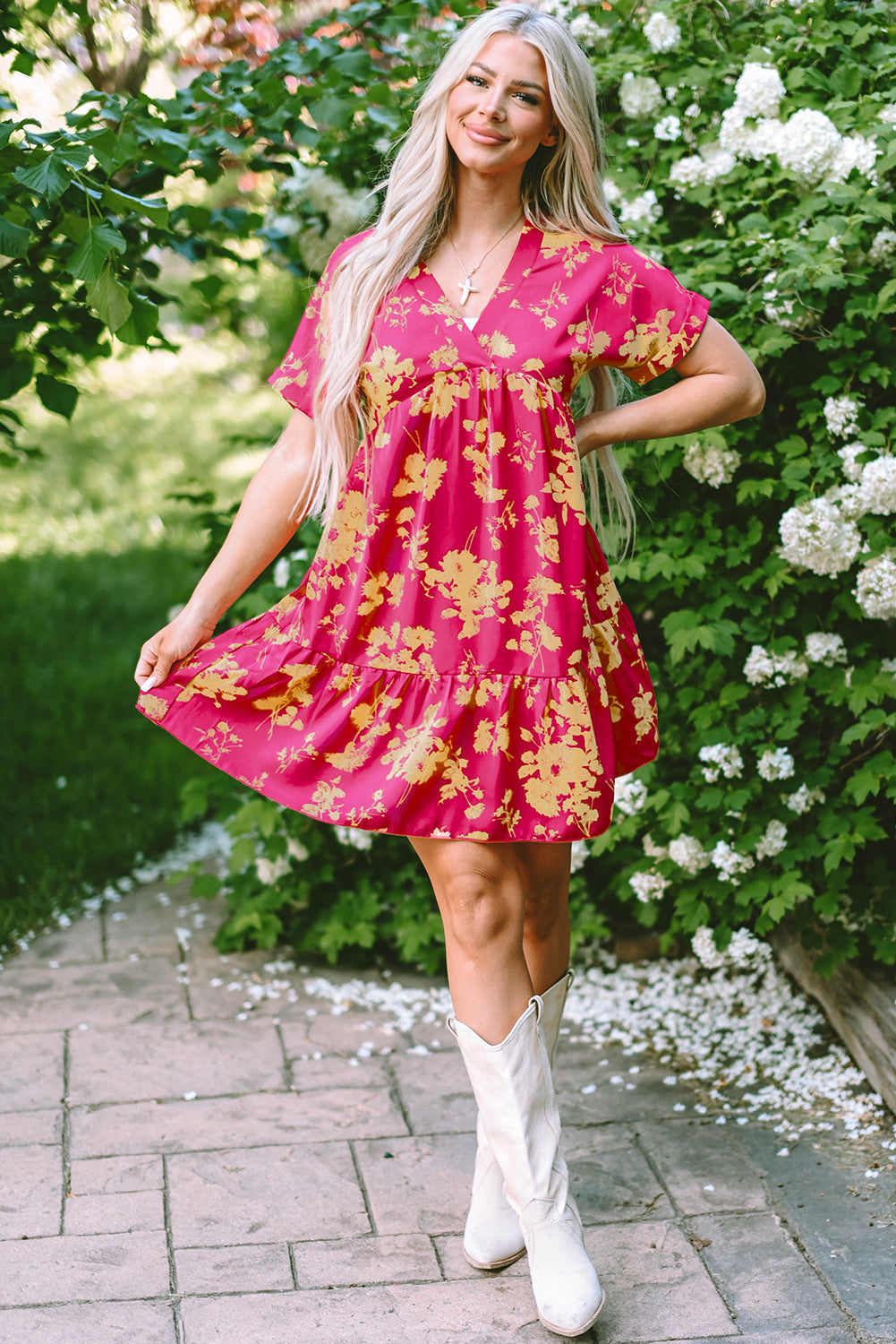 Dresses for Women Floral-Print Batwing Sleeve Smock