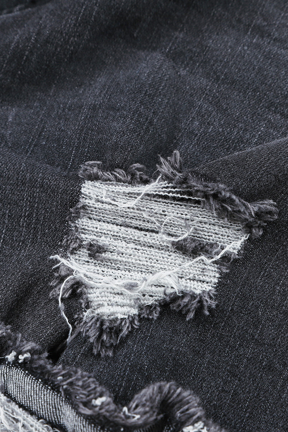 Women's Shorts Featuring Denim Distressed Ripped Rolled Hem