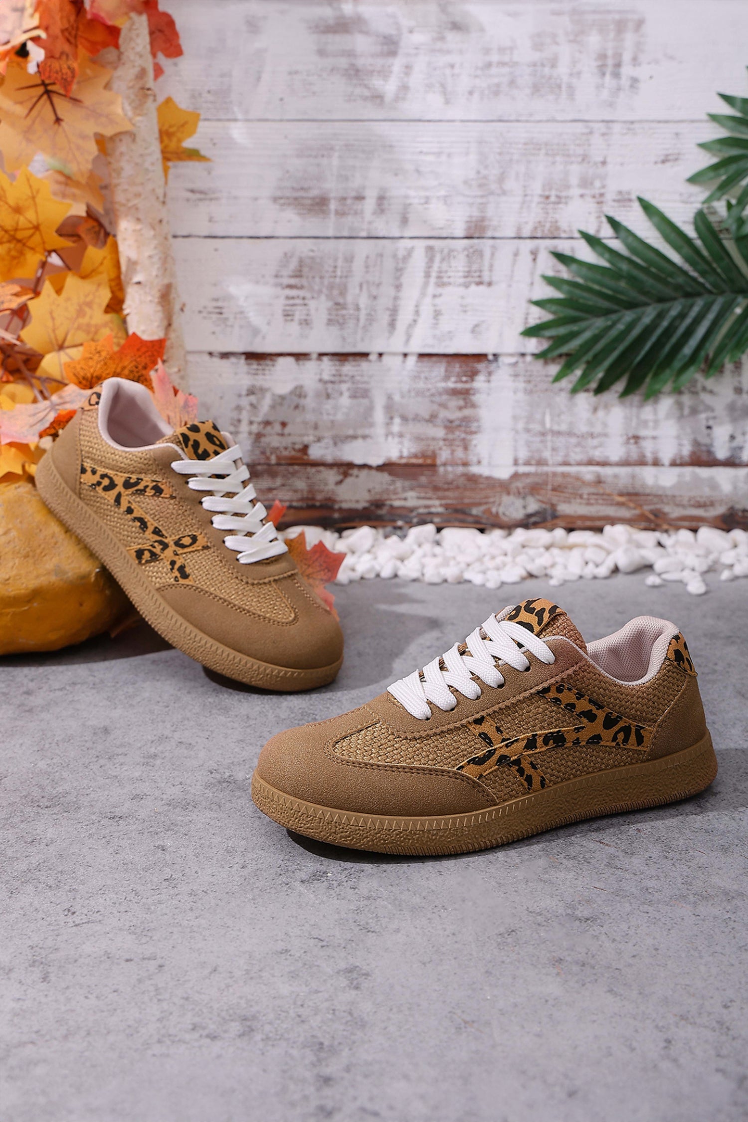 Faux Patchwork Suede Contrast Detail Lace Up Flat Sneakers