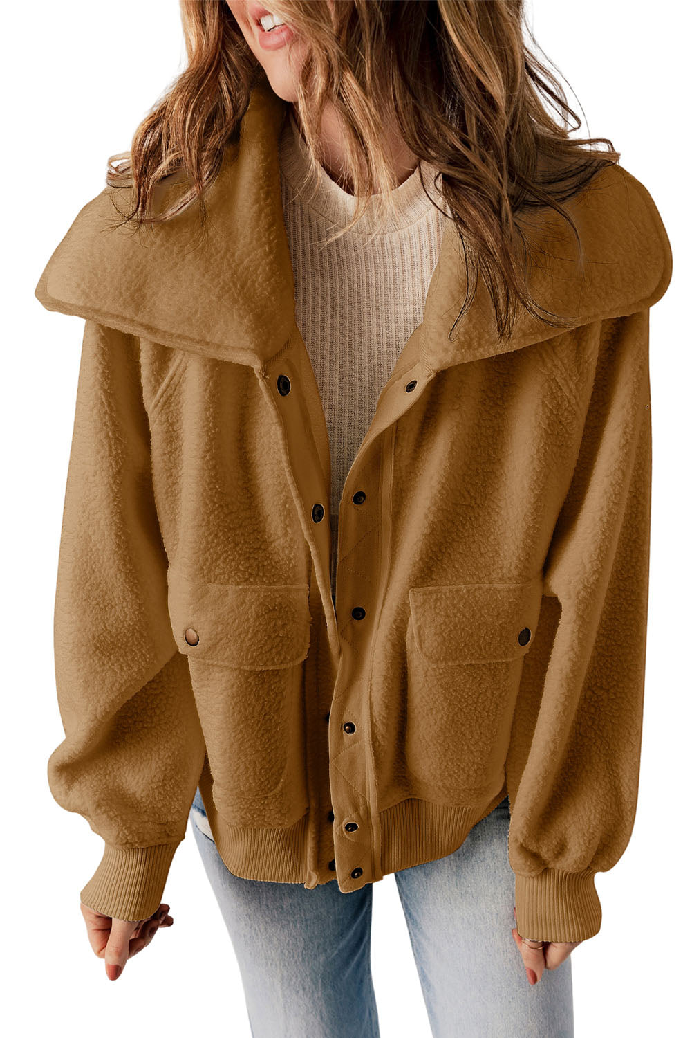Women's Jacket with Flap Pocket Spread Fleece