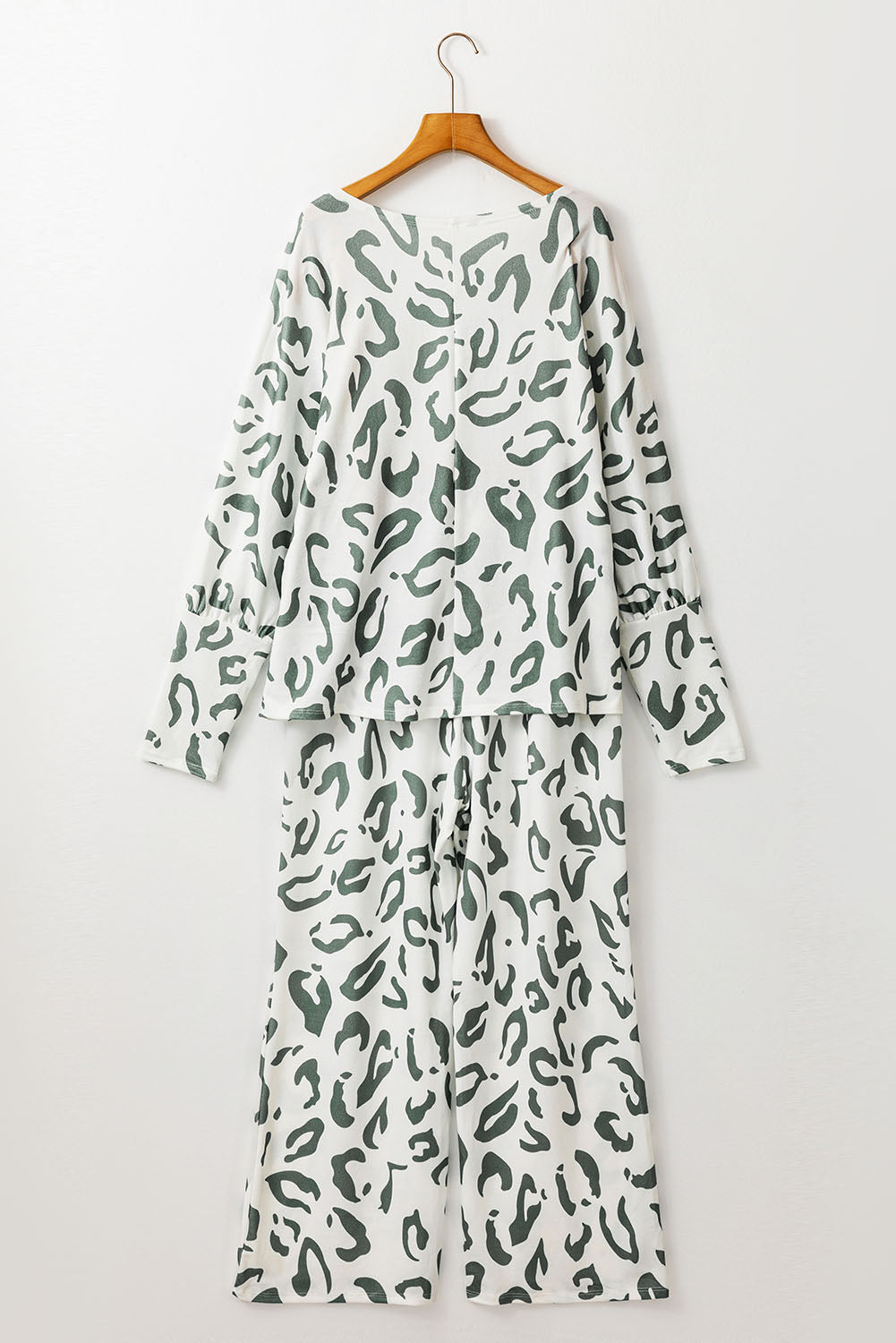 Leopard Animal Print Long-Sleeved and Pants Loungewear Set