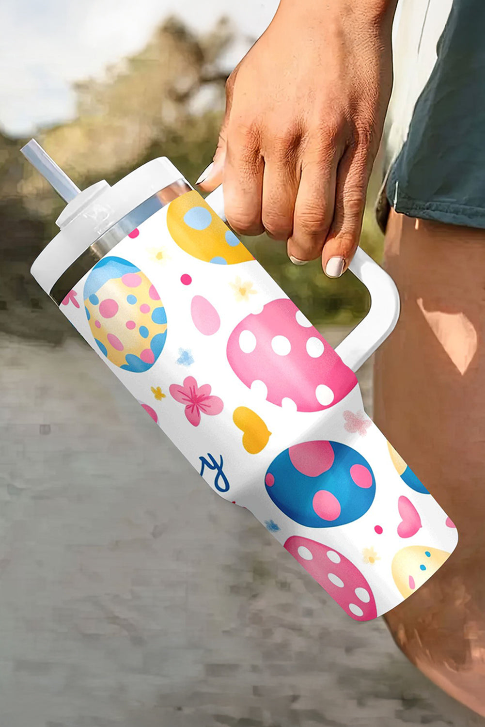 Happy Eggs Easter Bunny Printed Thermal Tumbler