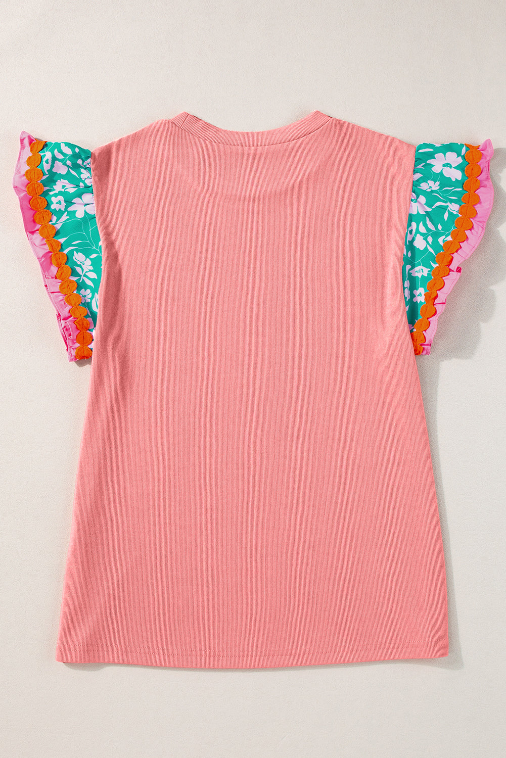 Women's Top Featuring Sleeve Contrast Ricrac Floral-Print