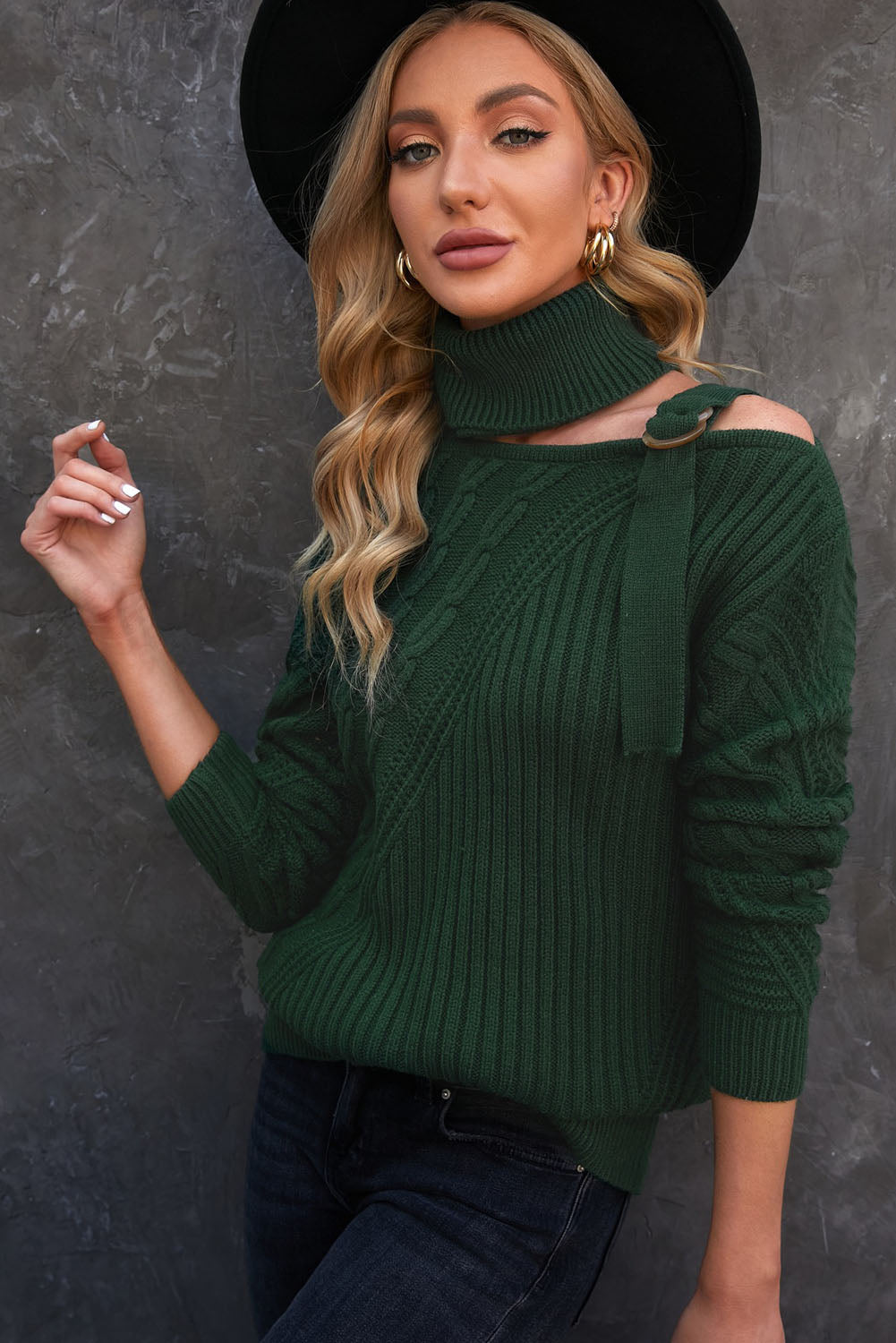 Women's Strapped Turtleneck Sweater