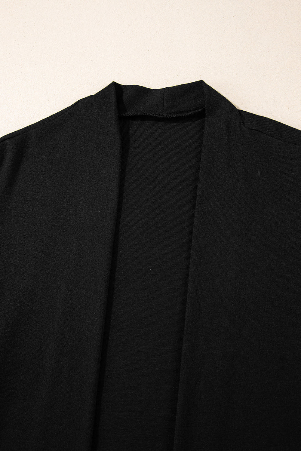Solid Open-Front Cardigan Featuring a Pocket in Black