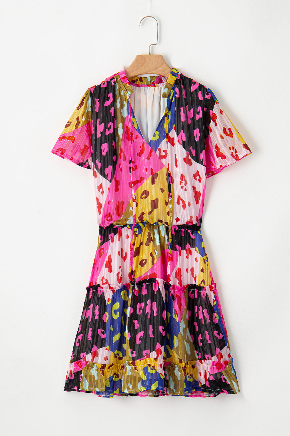 Women's Layered Ruffle-Trimmed Short-Sleeve Mini Dress
