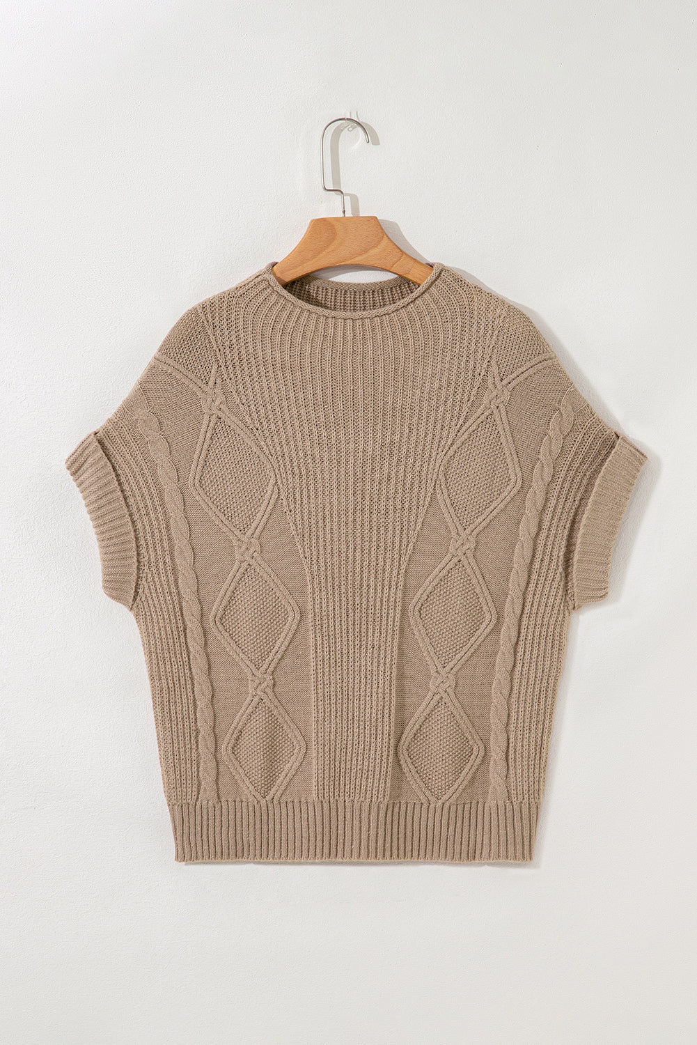 Knit High Textured High Neck Knit Top T Shirt in Smoke Gray