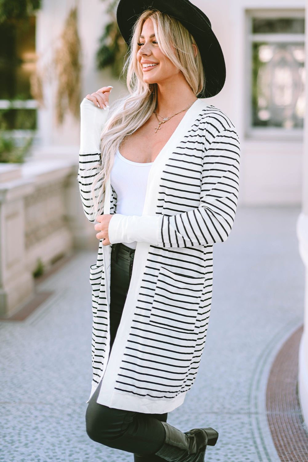 Women's Open Front Side Pockets Cardigan