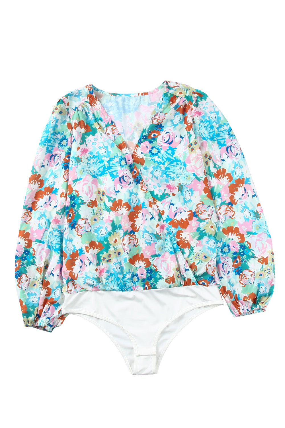 Bodysuit for Women Floral-Print Print Wrap