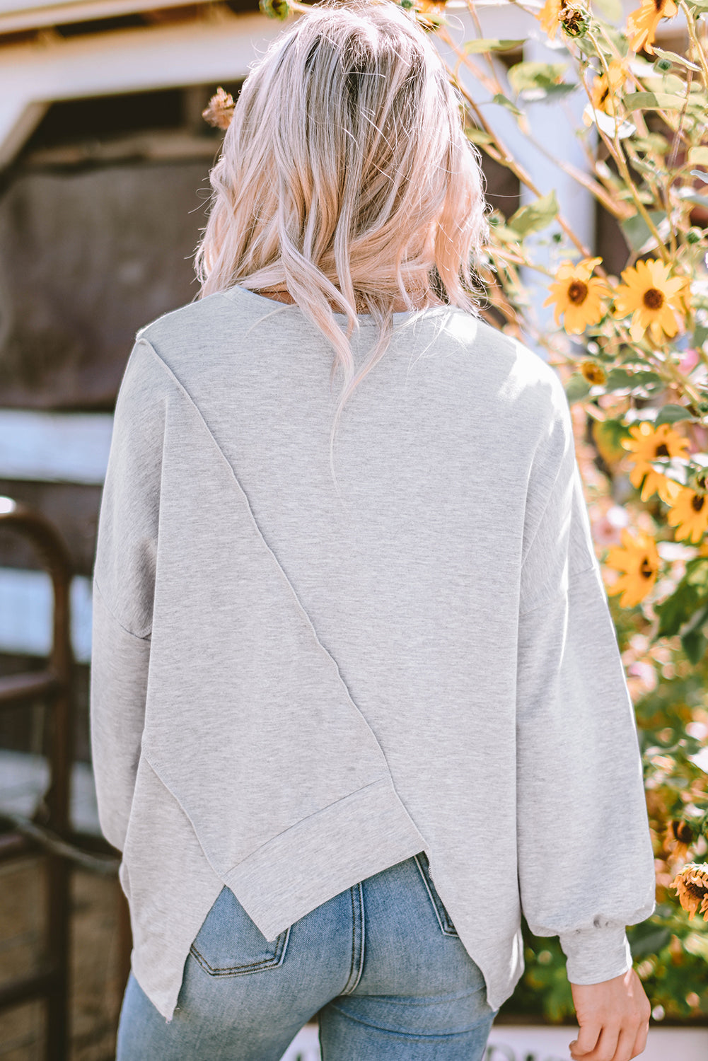 Women's Top with Stitching Irregular Hem