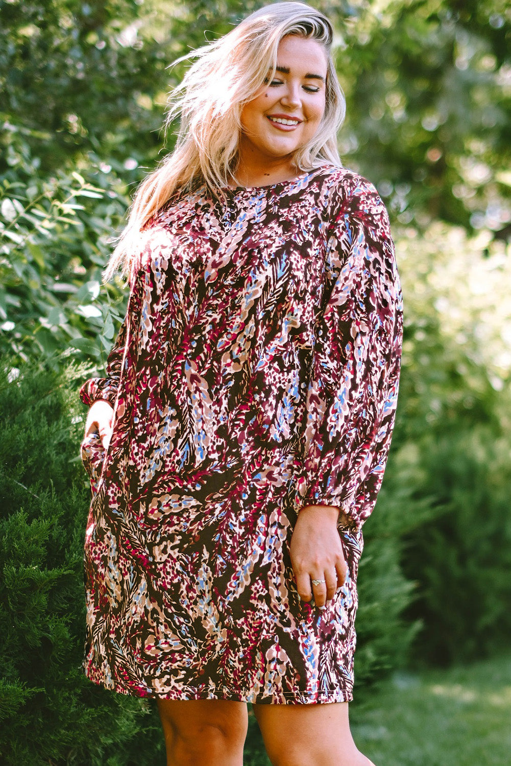 Women's Dresses with Plus Size Floral-Print Print Mini