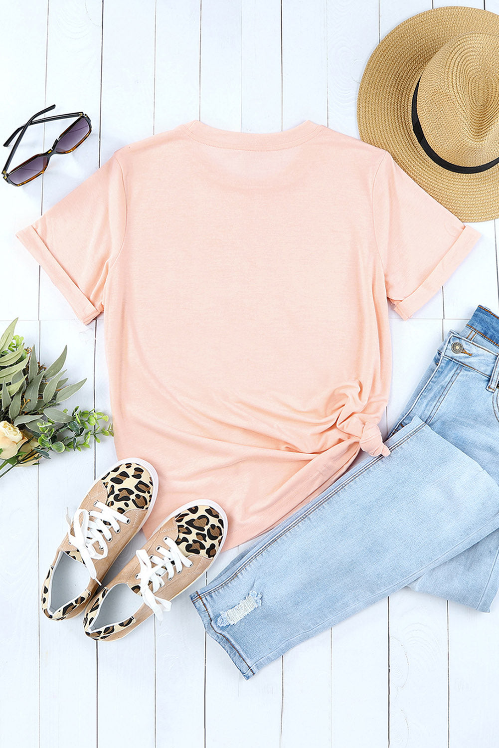 Tee for Women Solid Color Crew Neck