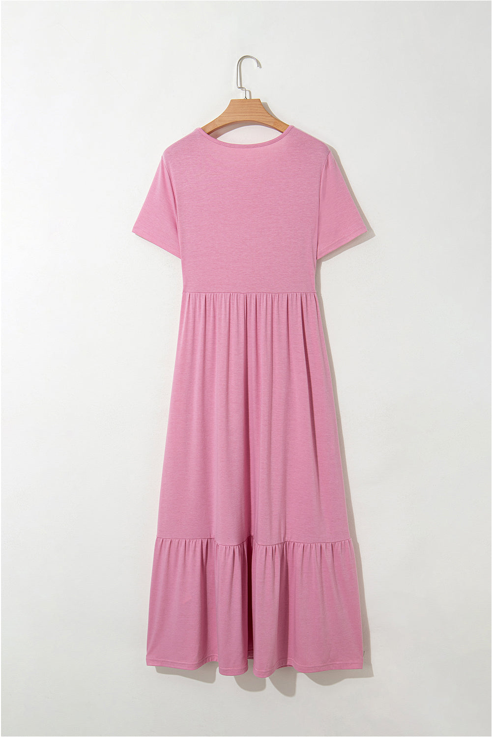 Solid Color T-shirt High Waist Pocketed Long Dress