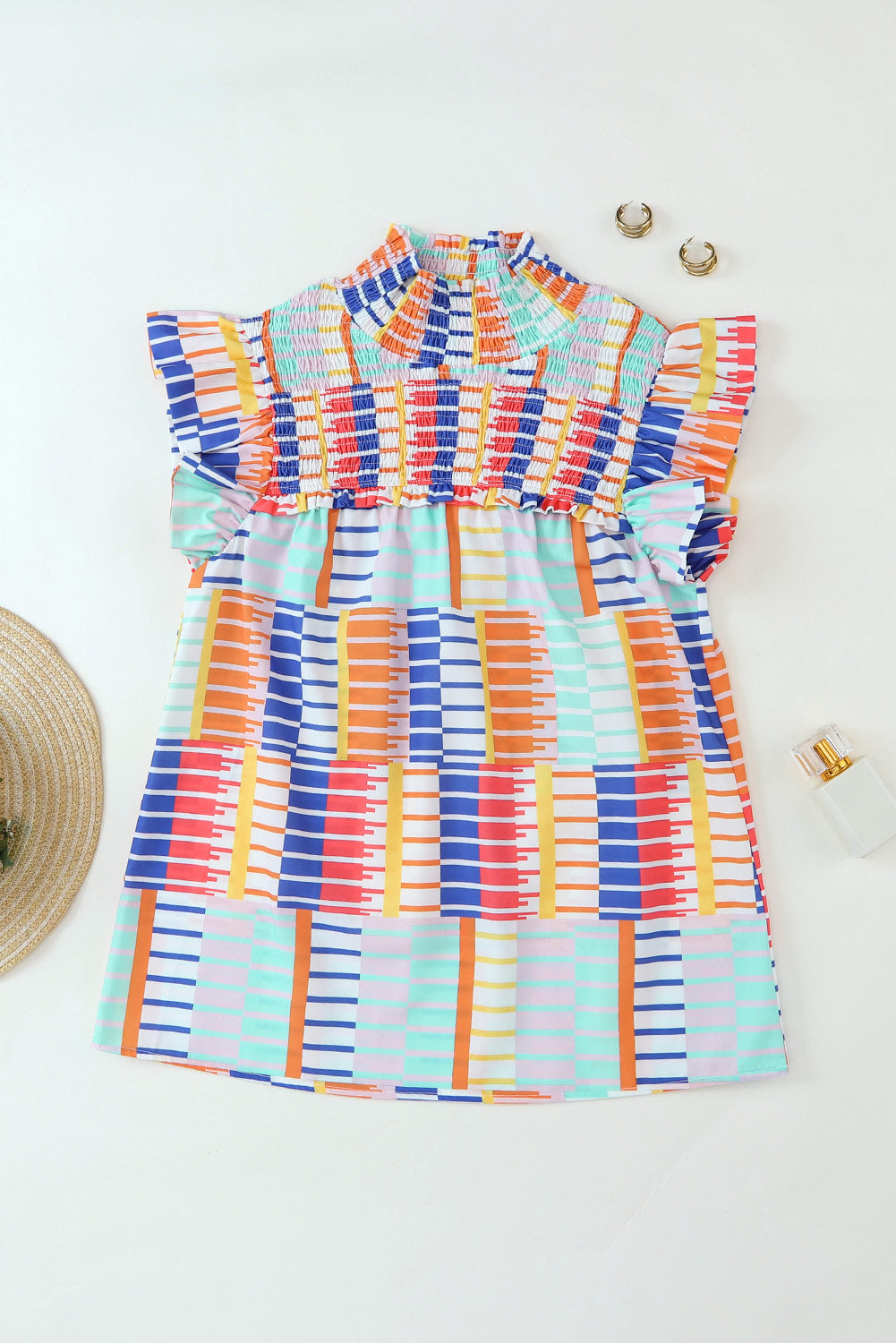 Women's Top Featuring Striped Mock Neck Flutter