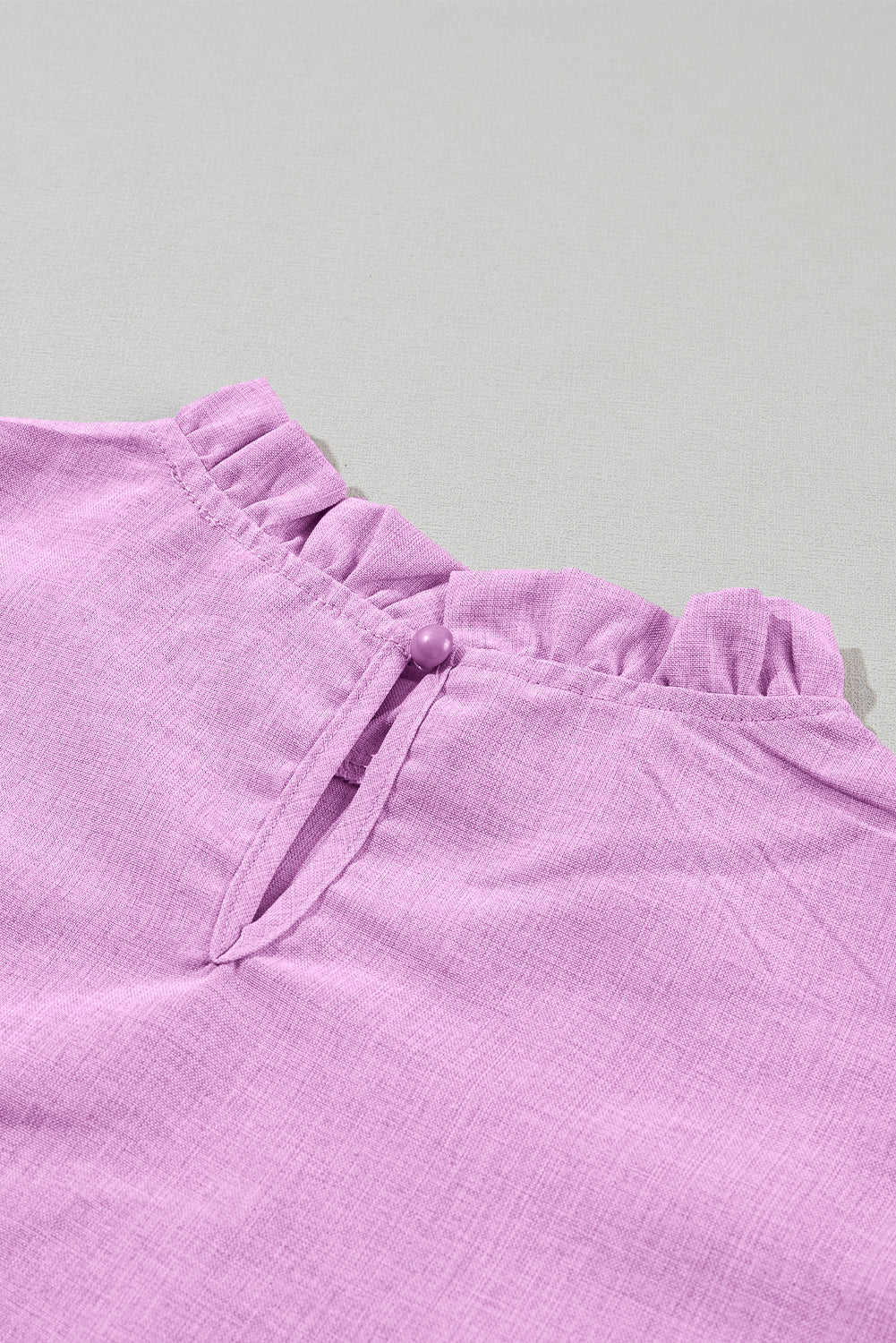 Women's Ruffle-Trimmed Sleeve Solid Scalloped Top