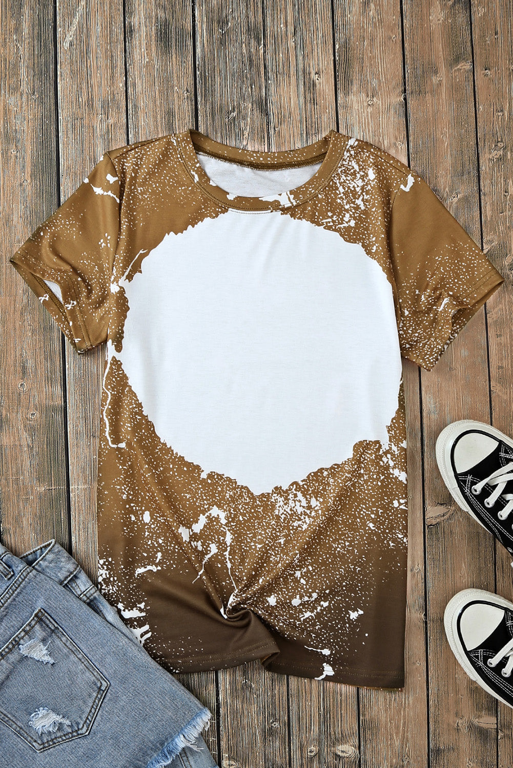 Top for Women Bleached Blank Crew Neck