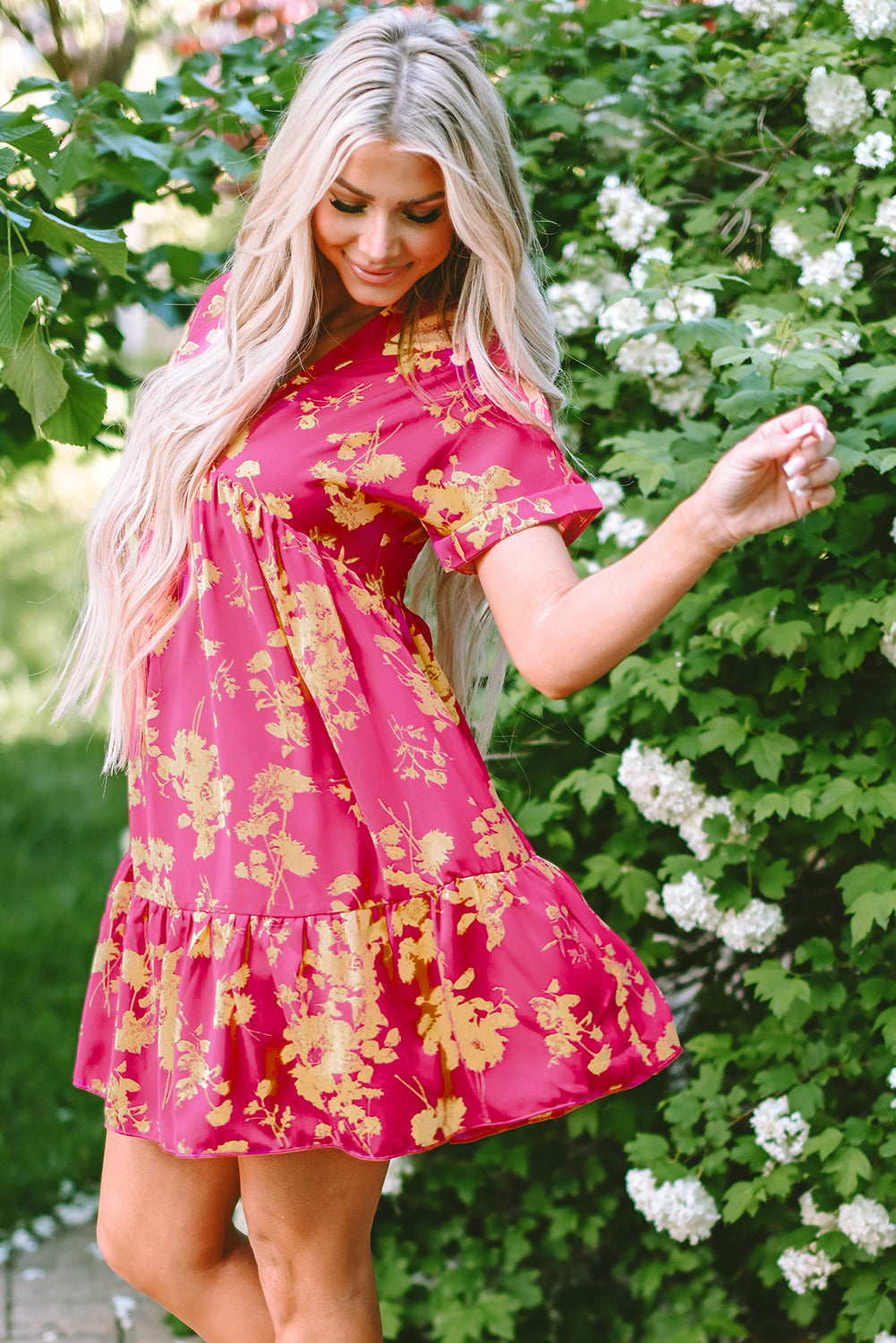 Dresses for Women Floral-Print Batwing Sleeve Smock