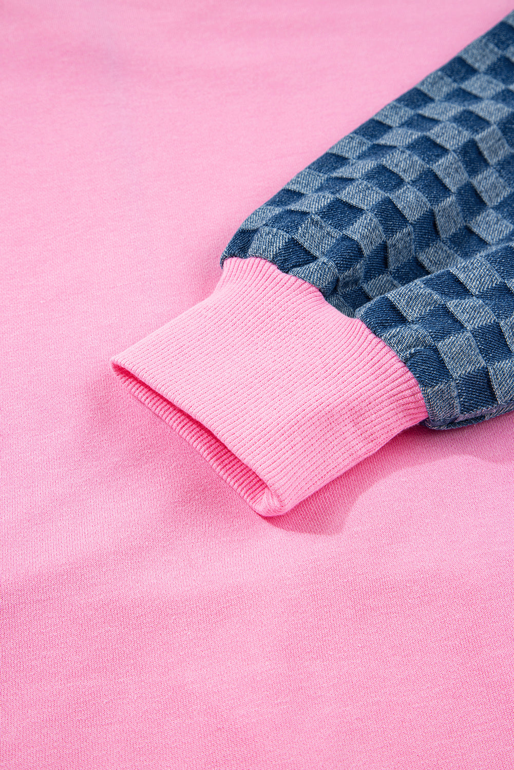 Patchwork Kangaroo Checkered Kangaroo Pocket Half Zip Hoodie