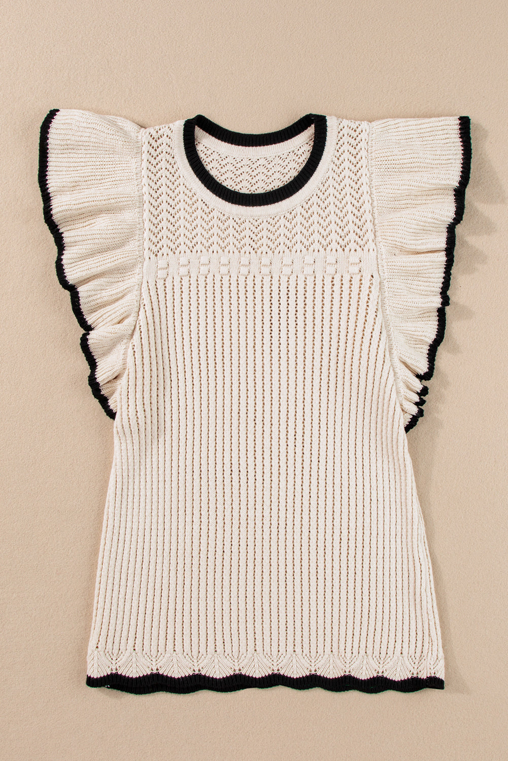 Women's Tank Top Featuring Crochet Eyelet Flounce