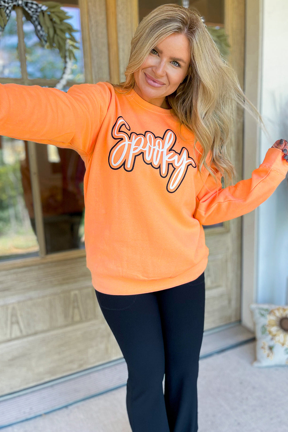 Spooky Graphic Halloween Crew-Neck Holiday Sweatshirt