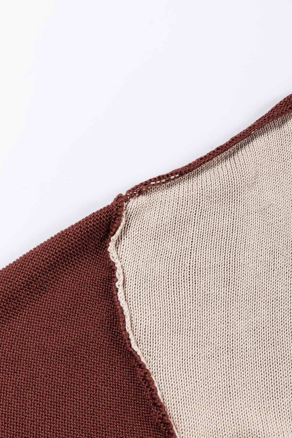 Colorblock Bishop Sleeve Ribbed Trim Sweater