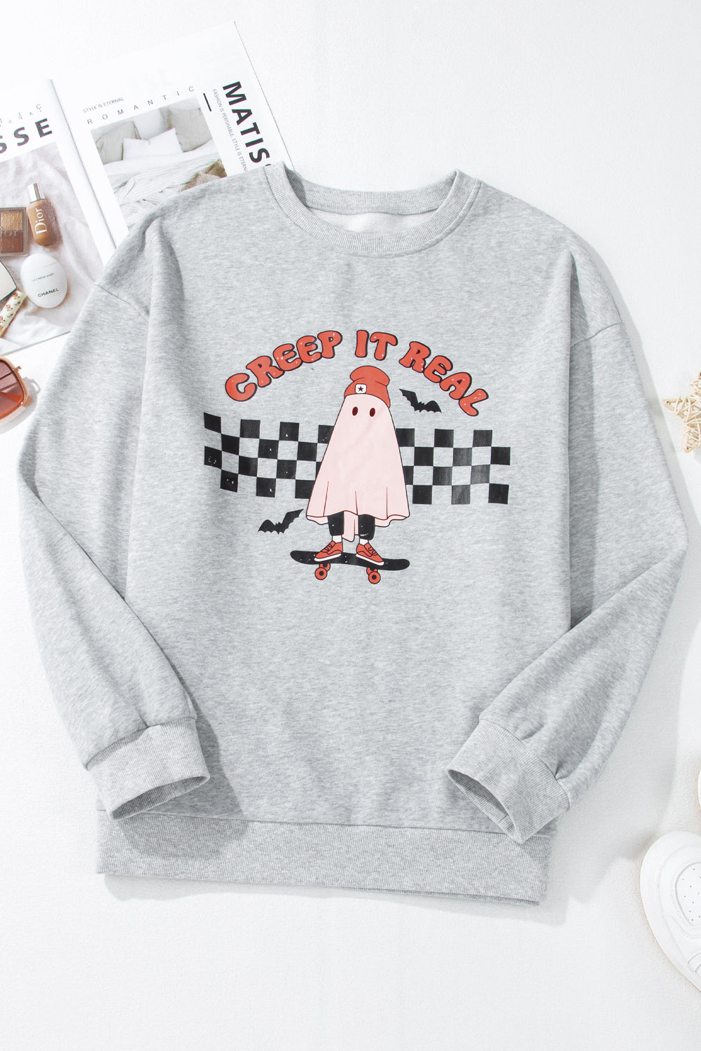 Women's Sweatshirt Featuring Plus Size Ghost Print