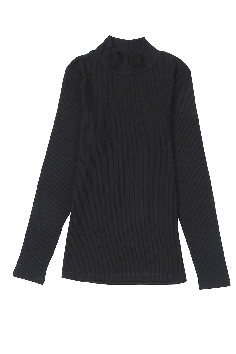 Women's Top Featuring Rib-Knitted Mock Neck Long-Sleeve