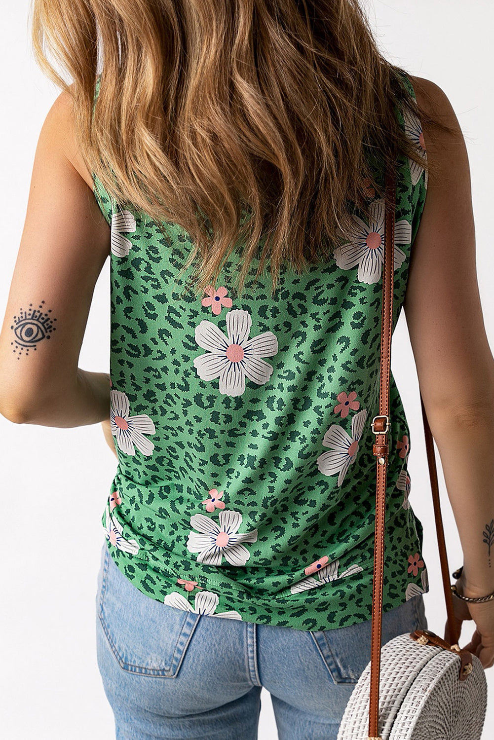 Tank Top for Women Crew Neck Floral-Print