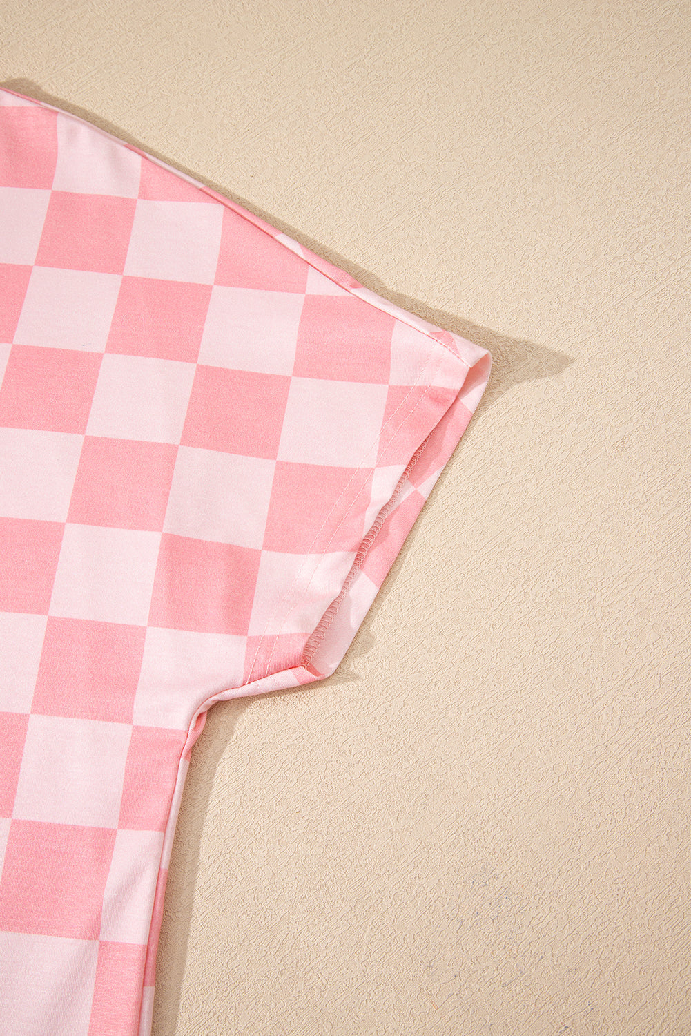 Tee Checkered V-Neck Drawcord Shorts Lounge Set