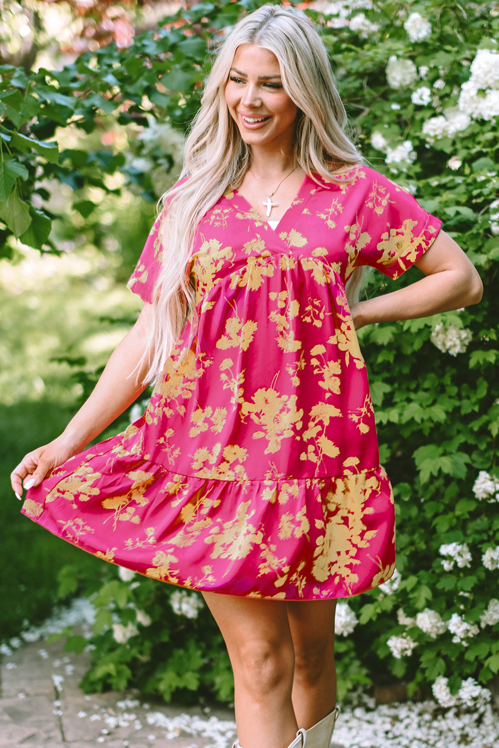 Dresses for Women Floral-Print Batwing Sleeve Smock