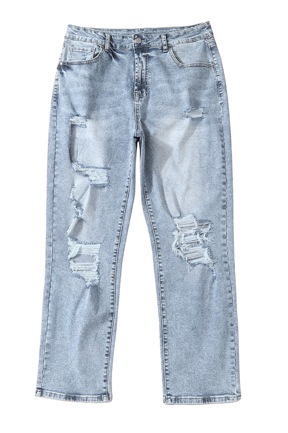 Women's Light Wash Frayed High-Rise Jeans