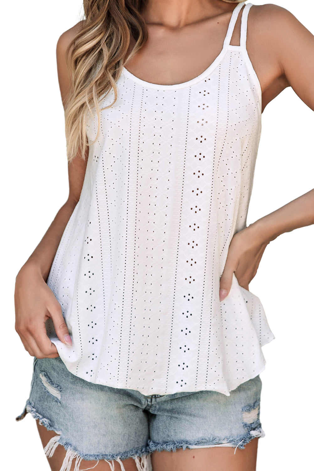 Women's Tank Top Featuring Eyelet Strappy