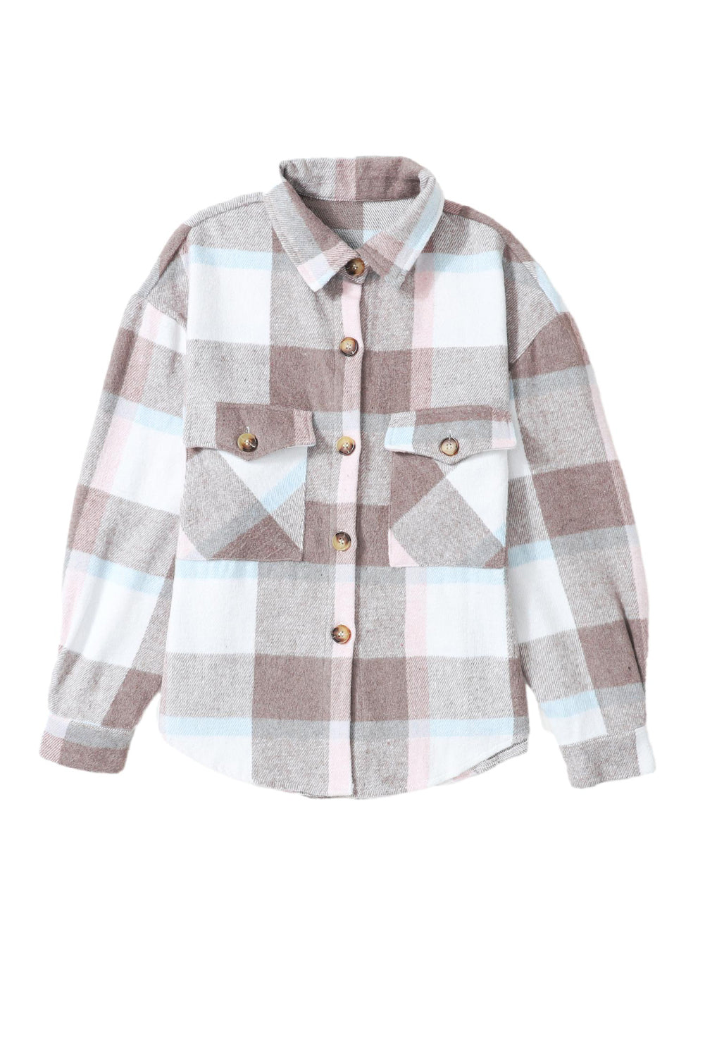 Women's Shacket Featuring Button Plaid Amber