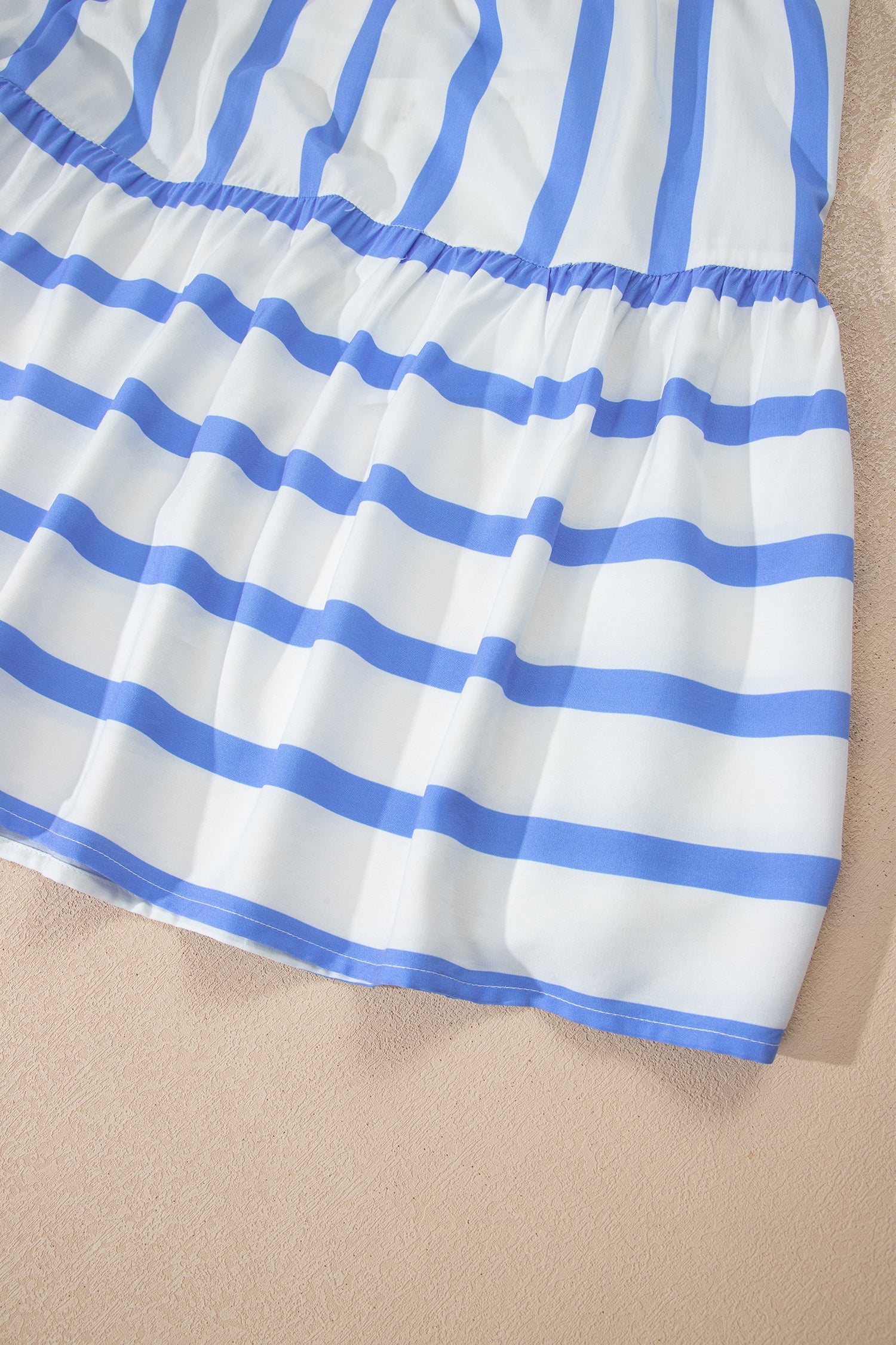 Ricrac Neck Trim Notched Half Sleeve Vacation Dress