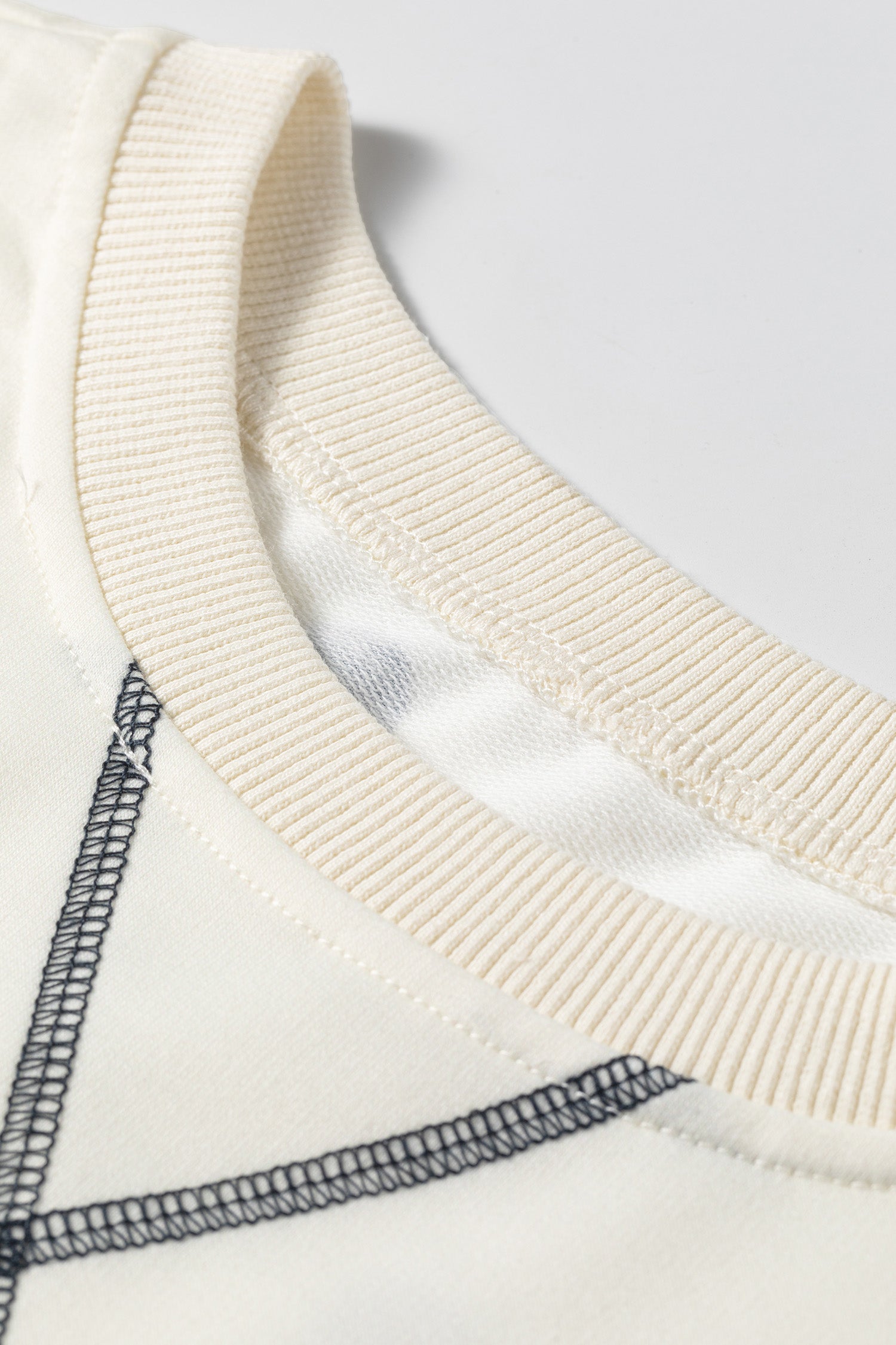 Crossed Polka-Dot Print Seam Detail Oversize Tee in Beige