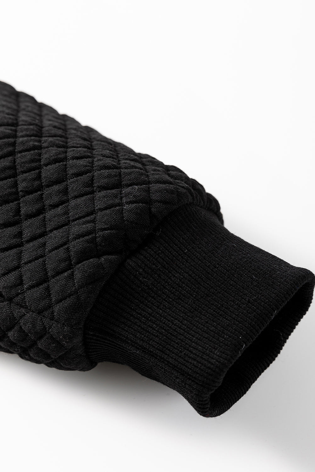 Quilted Side Pockets Zip Hooded Jacket in Black