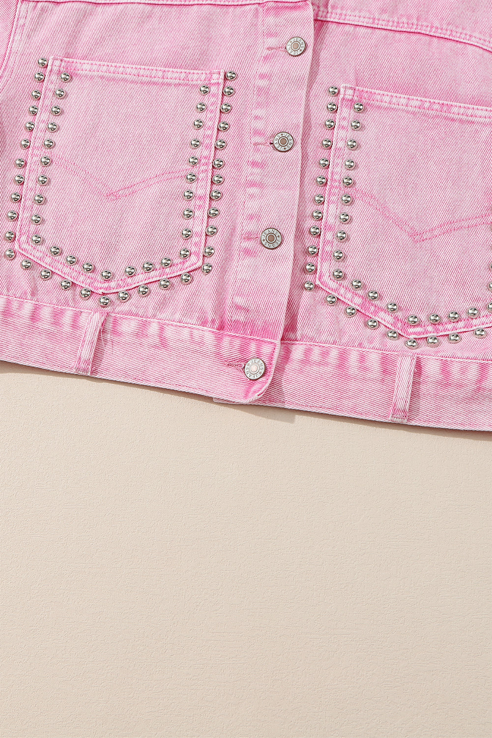 Women's Denim Jacket Featuring Rivet Studded