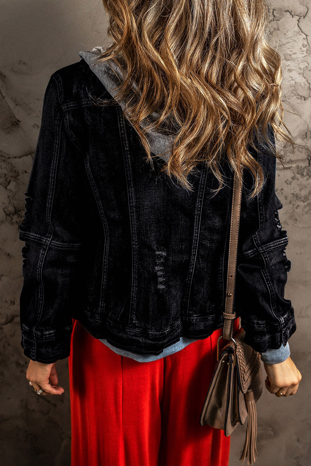 Denim Jacket for Women Hooded Zip-Front