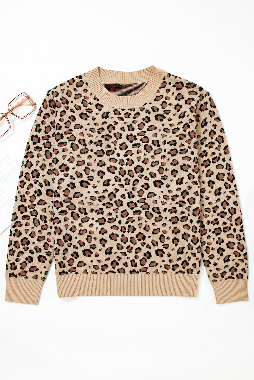 Leopard-Print Dolman Sleeve Knit Top